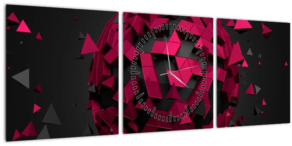 Tablou cu abstracție 3D (cu ceas) (90x30 cm)