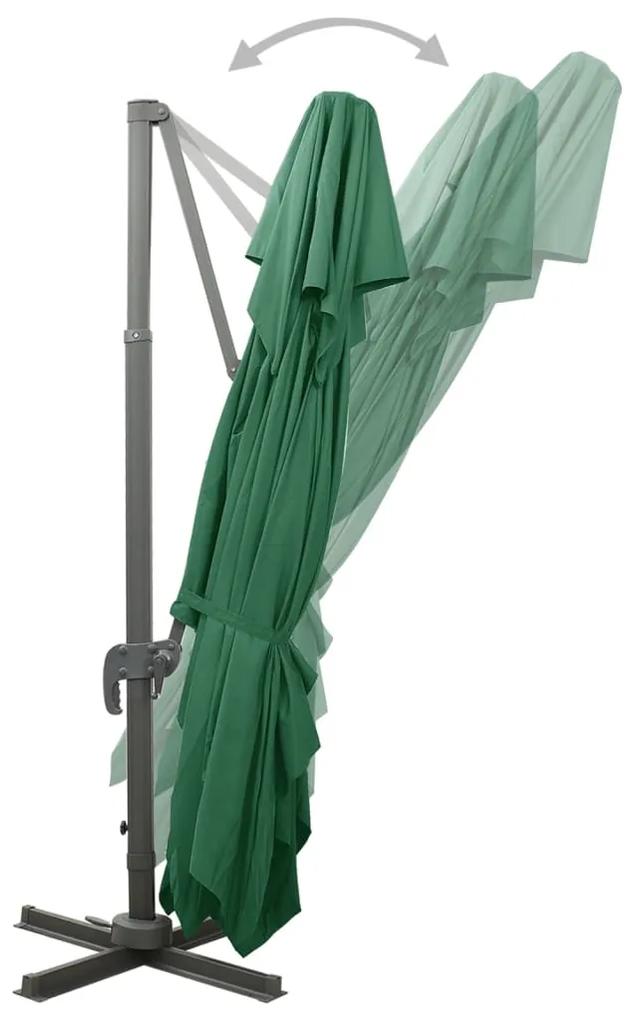 Umbrela suspendata cu acoperis dublu, verde, 400x300 cm Verde, 300 x 400 cm