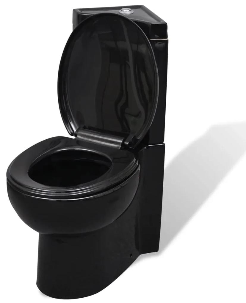 141134 vidaXL Vas WC din ceramică, Negru