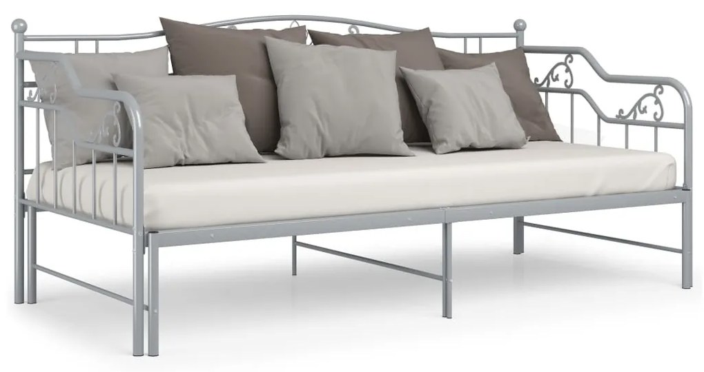 Cadru pat canapea extensibila, gri, 90x200 cm, metal Gri