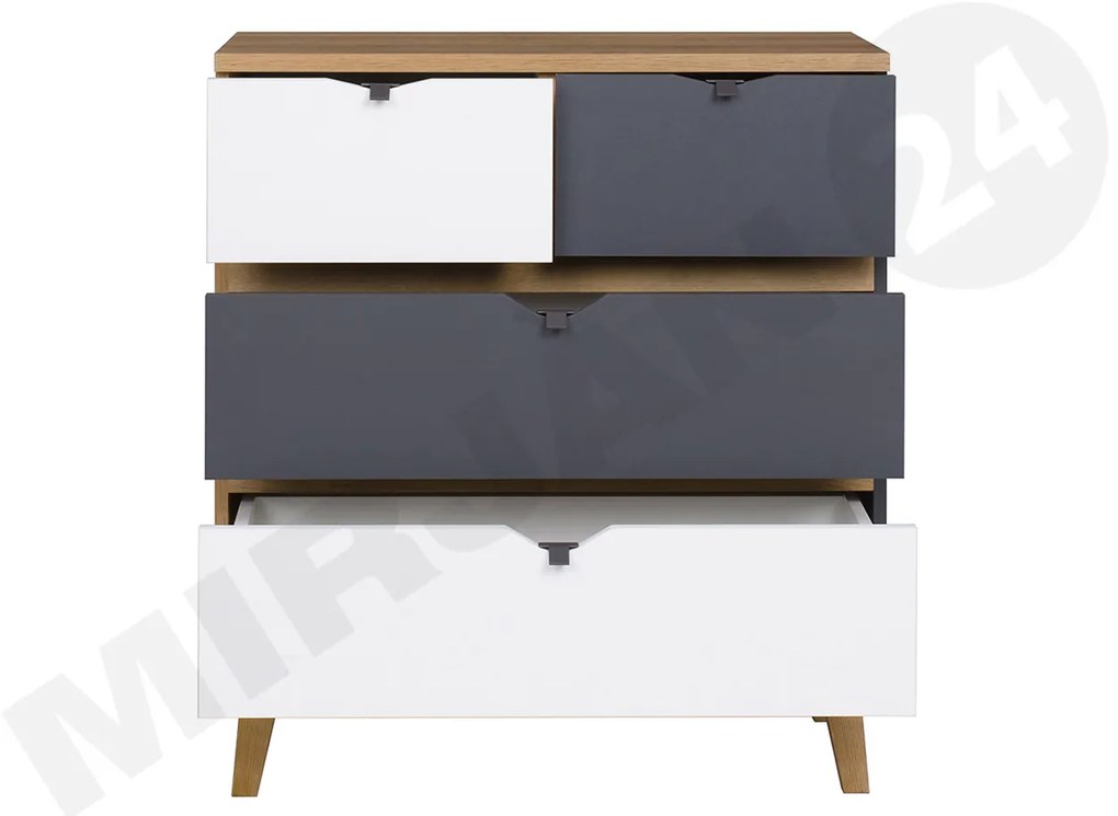 Comodă Thalia TM05 K4SZ (stejar auriu + grafit + Alb). 1058334
