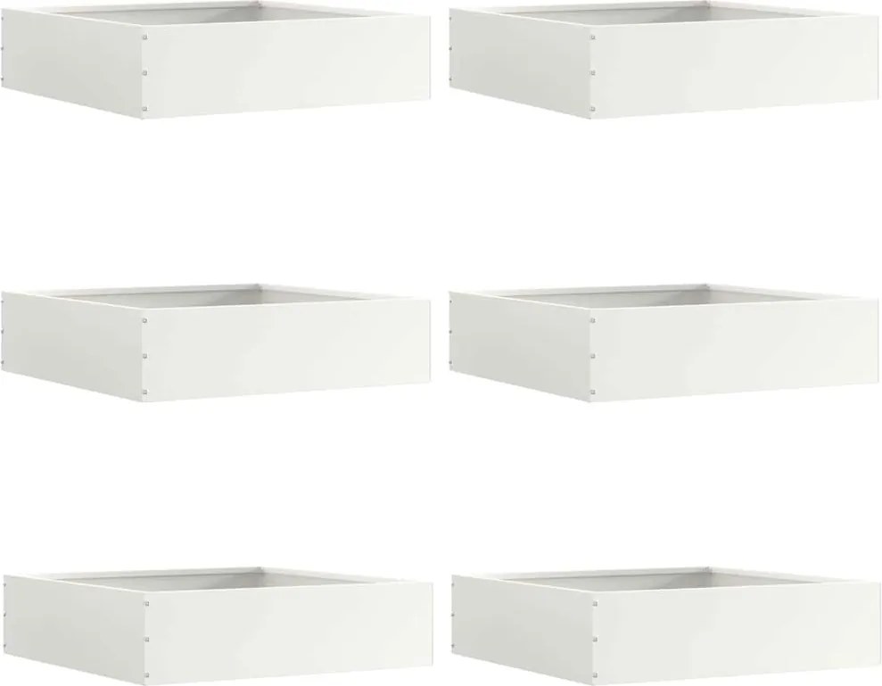 vidaXL Margine pentru gazon 6 pcs Alb 50 x 50 x 13 cm Oțel