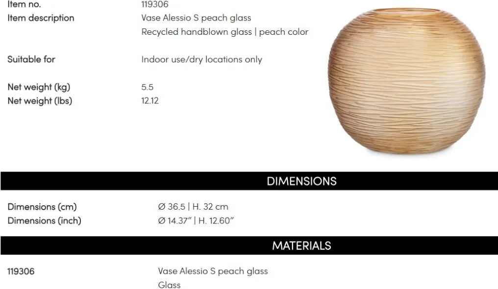 Vaza LUX, Sticla Suflata, Reciclata, Alessio S, 119306 HZ