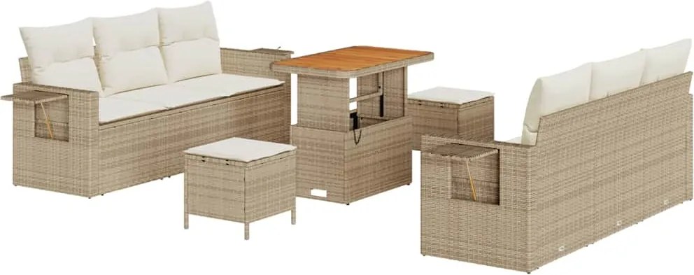 vidaXL Set de canapele pentru grădină cu pernă 9 pcs bej și crem