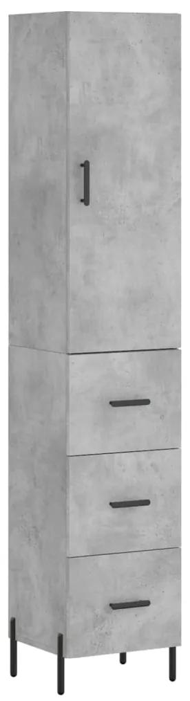 3198861 vidaXL Dulap înalt, gri beton, 34,5x34x180 cm, lemn prelucrat