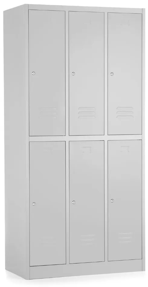 Dulap metalic - 6 cutii, 90 x 45 x 185 cm, inchidere cilindrica, gri deschis - ral 7035
