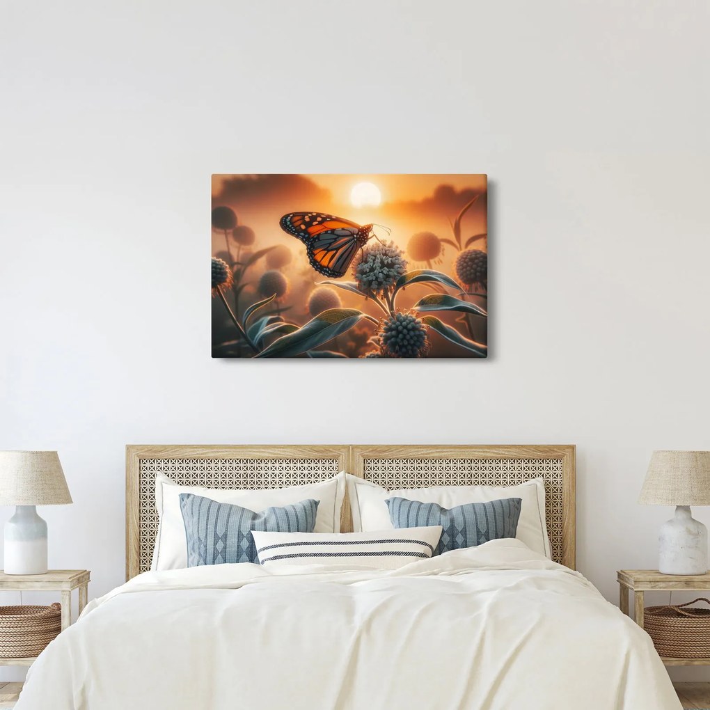 Tablou – Fluture în soare apunând (90x60 cm)