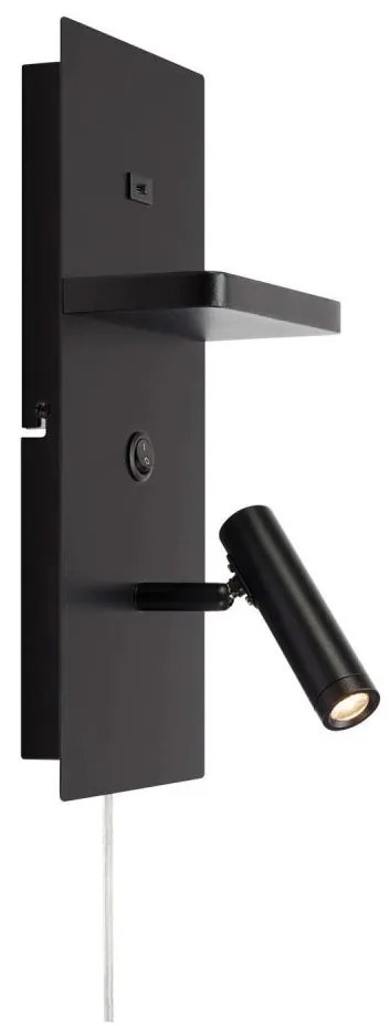 Markslöjd 109018 - Lampă de perete LED CARICA, cu poliță și port USB, 4W/230V, negru