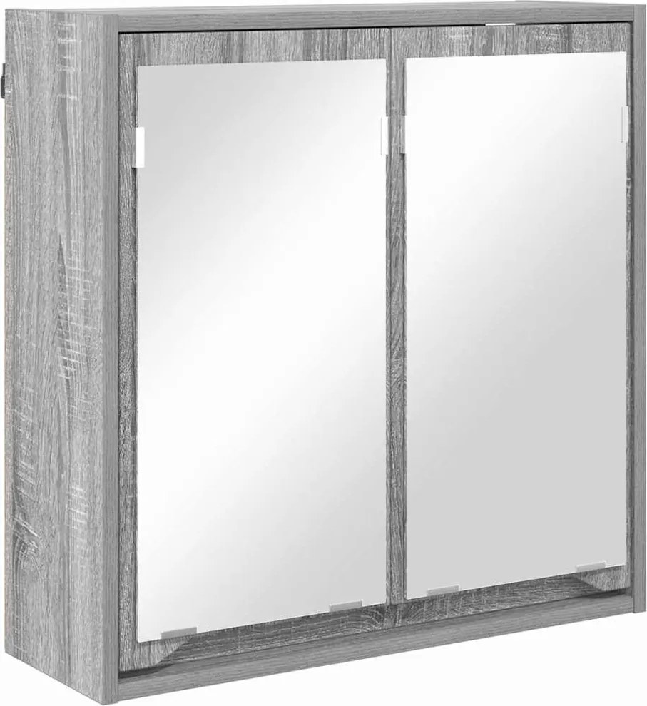 vidaXL Dulap cu oglindă pentru baie cu raft Gri Sonoma 60 x 20 x 60 cm