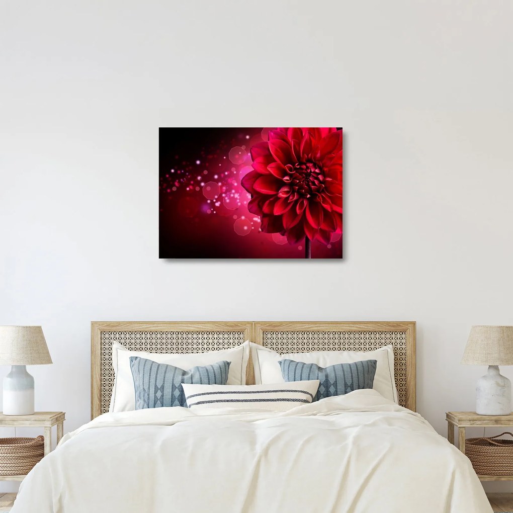 Tablou pe sticlă cu floare roșie (70x50 cm)