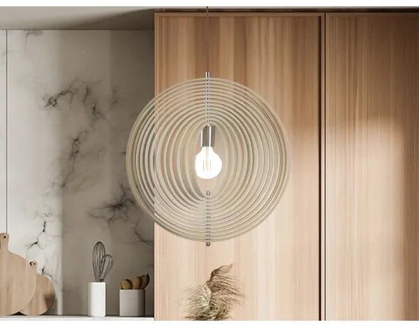 Lampă suspendată din lemn pe cablu, 1xE27/60W/230V, Ø 43,5 cm, lemn masiv/furnir, fag/lemn de cauciuc