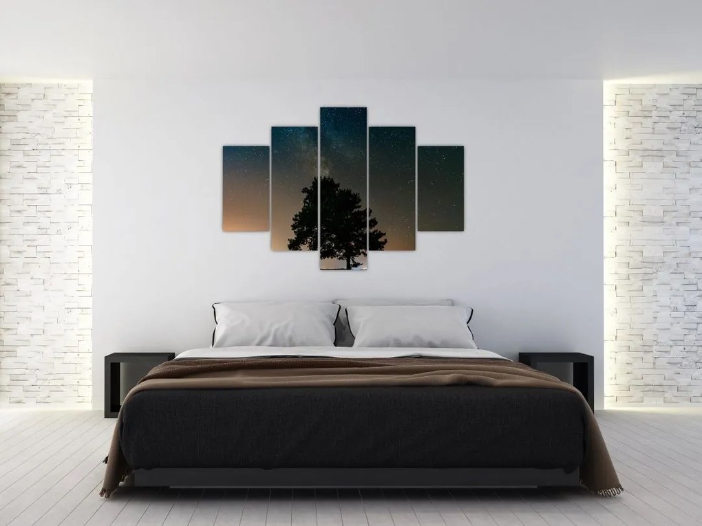 Tablou cu cerul nocturn și copaci (150x105 cm)