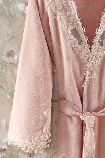 Halat elegant DESTAN de damă în cutie cadou XL Roz pal / Dusty rose