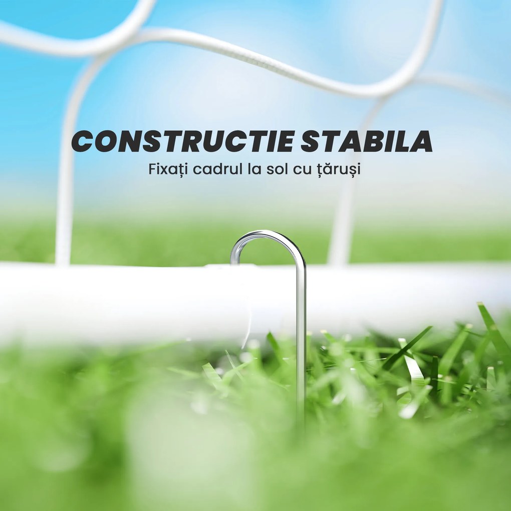 HOMCOM Poartă de Fotbal pentru Adulți și Copii de Grădină cu Țintă Centrală și Stâlpi, 186x62x123 cm, Alb | Aosom Romania