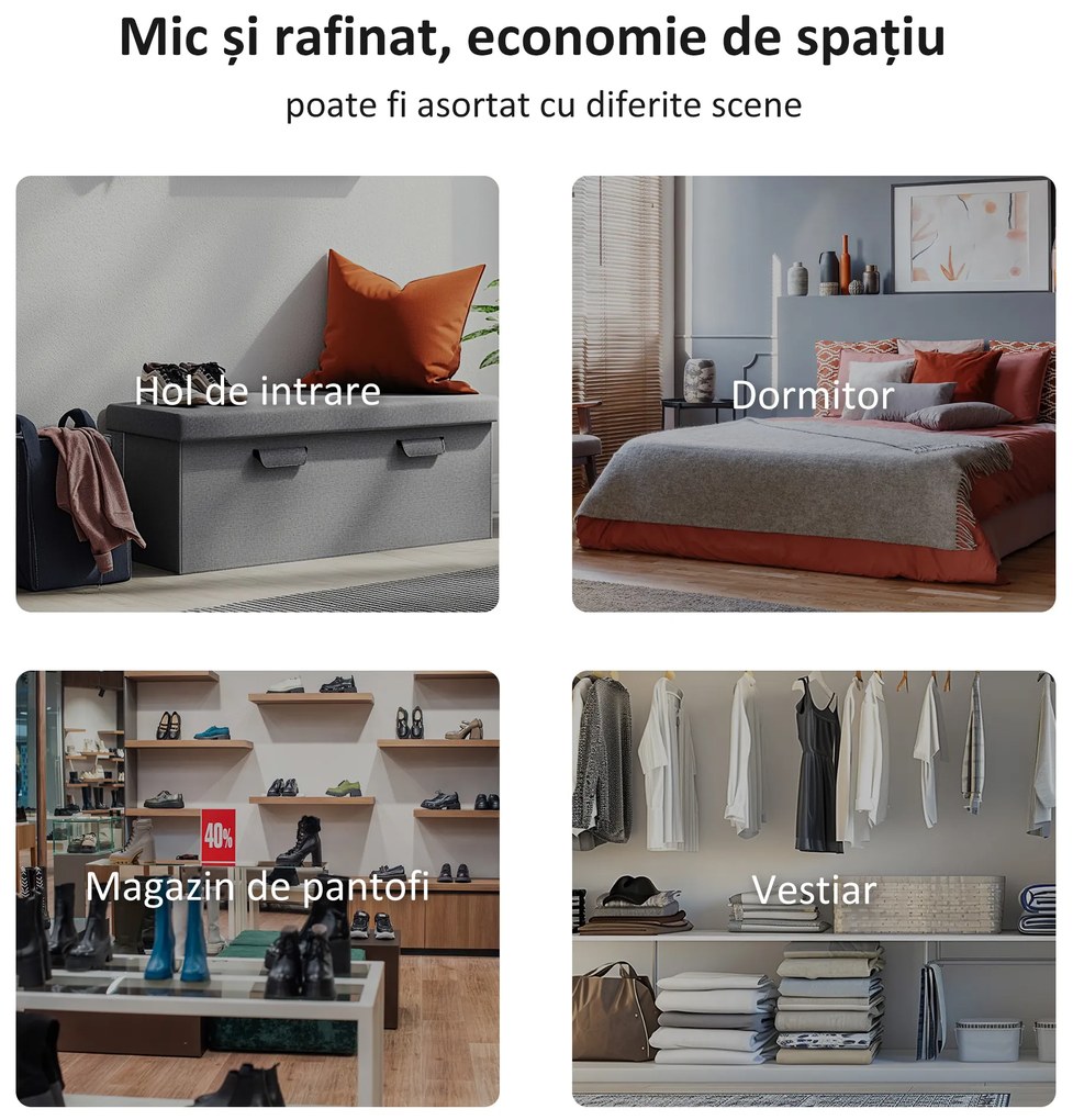 HOMCOM Bancă Modernă pentru Dormitor, Captușită, cu Cotiere Rotunjite, Confortabilă, Gri, Design Elegant | Aosom Romania