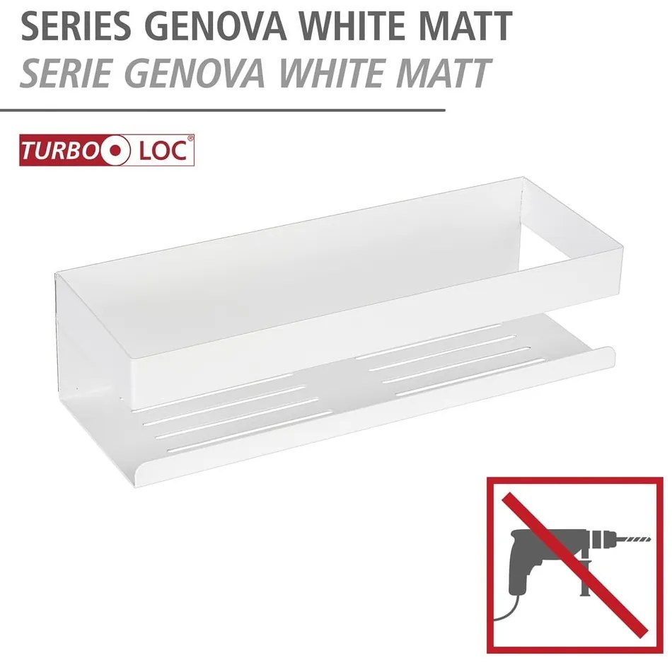 Raft pentru baie alb mat autoadeziv cu Turbo-Loc din oțel inoxidabil Genova – Wenko