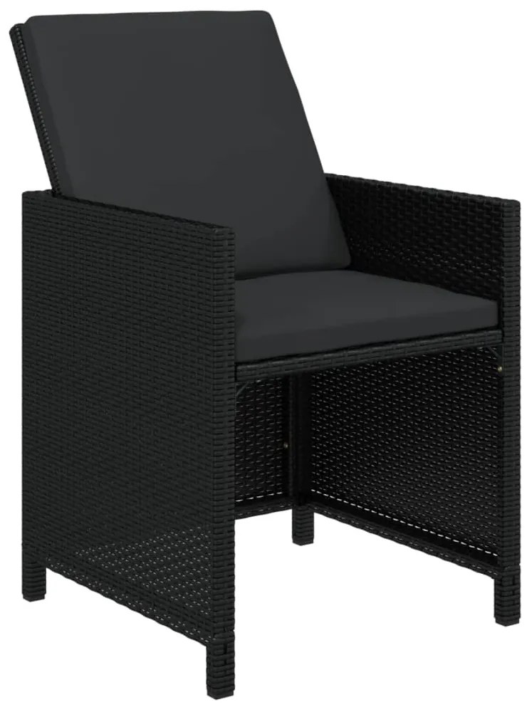 Set mobilier de gradina cu perne, 21 piese, negru, poliratan Negru, 20x fotoliu + masa, 1