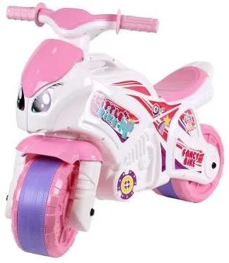 Motocicletă plastic roz-alb de 35x53x74cm 24luni +