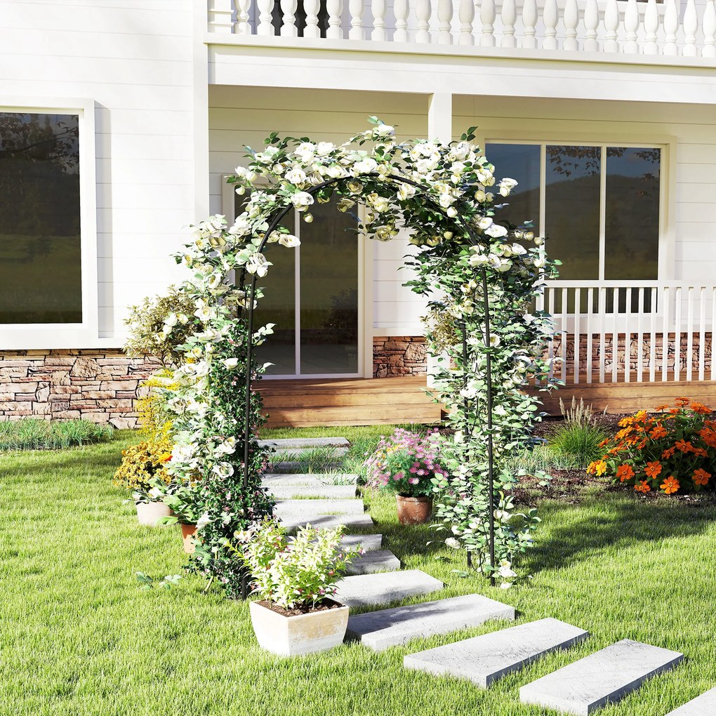 Outsunny Arcadă de Grădină Arcadă de Trandafiri Stil Fier Forjat dim. 125L x 37l x 230H cm oţel epoxid Negru pentru plante căţărătoare | Aosom Romania