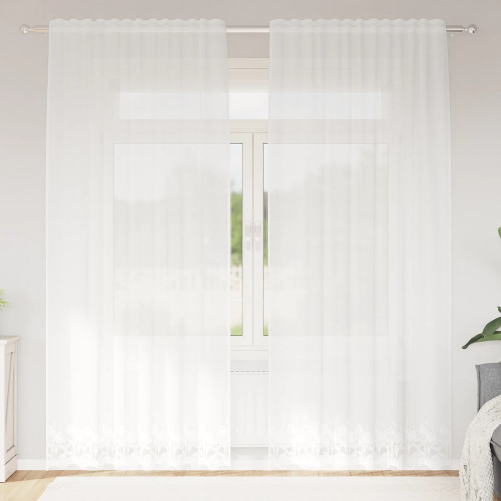 vidaXL Perdele cu perdele Alb 150 x 220 cm Poliester
