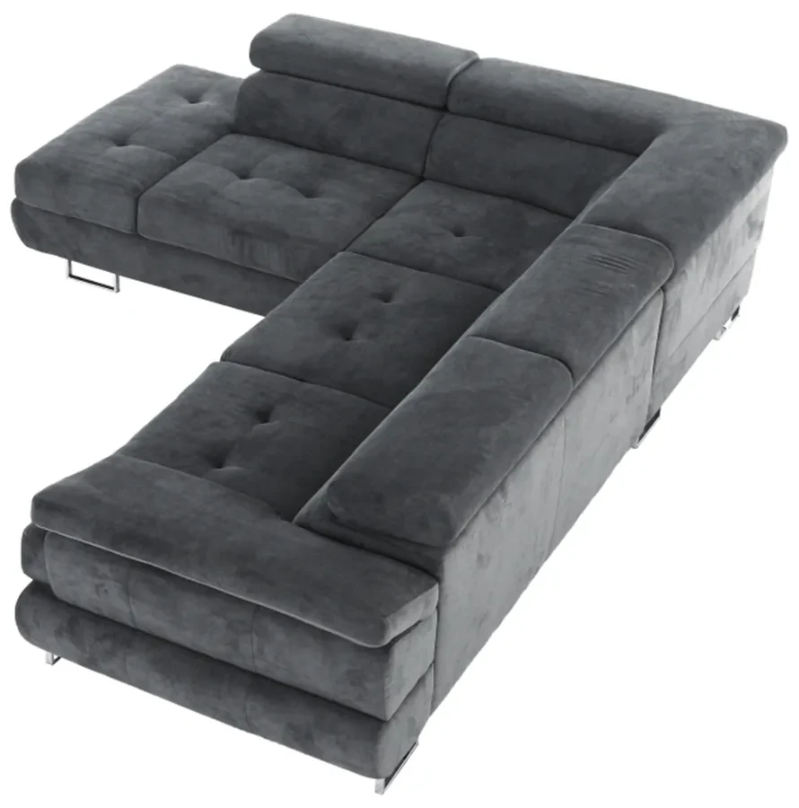 Colţar, material textil, gri, model stânga, BUTON P