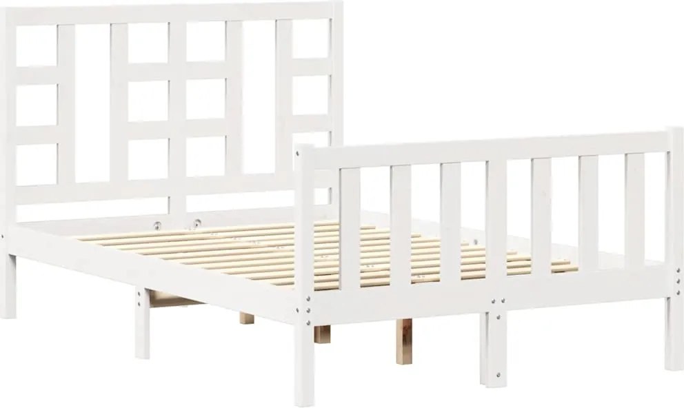 vidaXL Cadru de pat cu tăblie dublu mic, lemn masiv