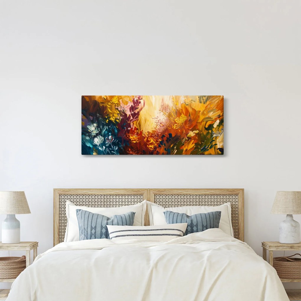 Tablou - pictură abstractă de flori (120x50 cm)