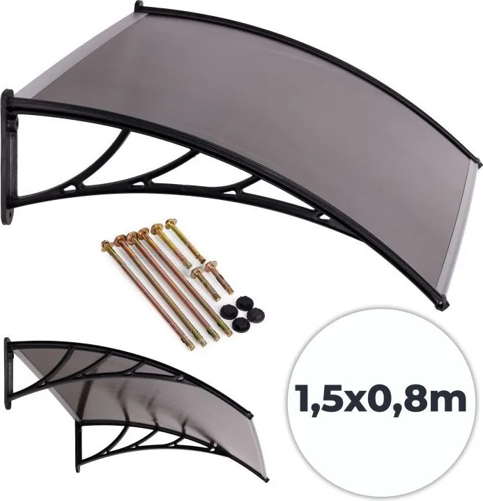 Acoperiș din policarbonat deasupra ușii din față - fum Šírka: 80 cm | Dĺžka: 150 cm