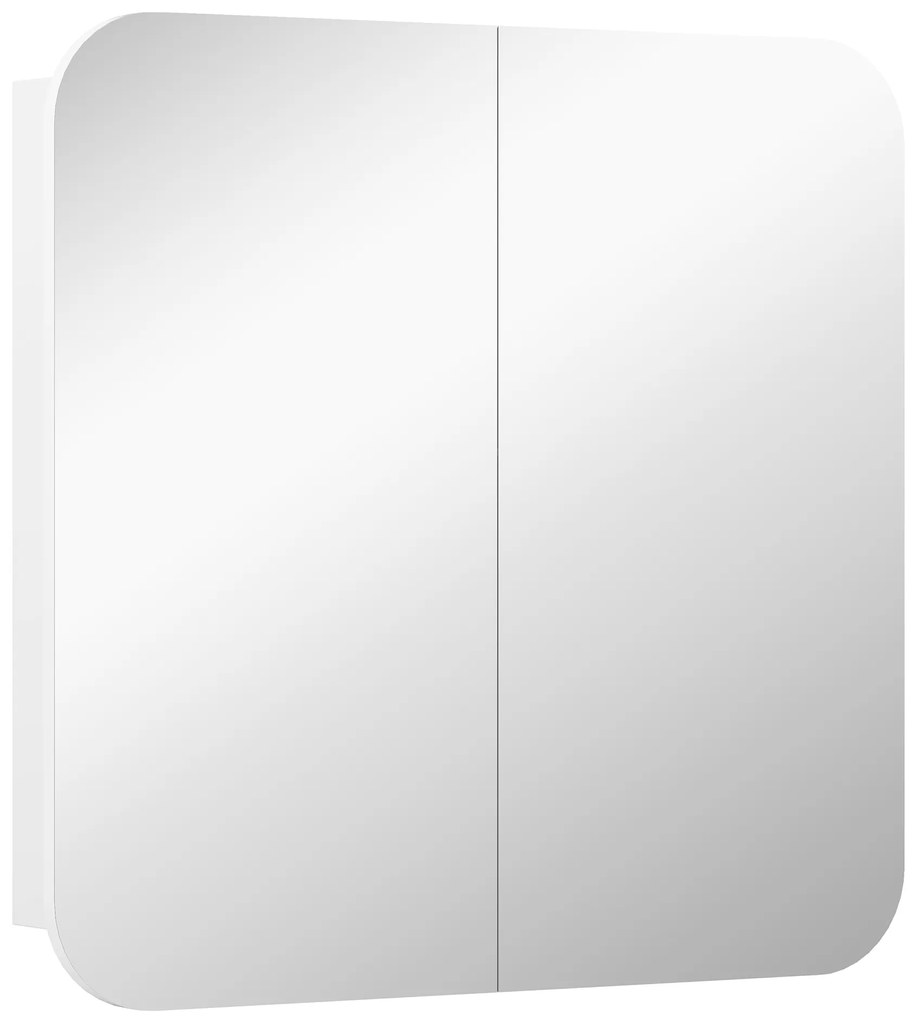 HOMCOM Dulap de perete pentru baie cu oglindă arcuită mobilier pentru baie rafturi reglabile uși oglindă 68 x 13 x 66 cm alb | Aosom Romania