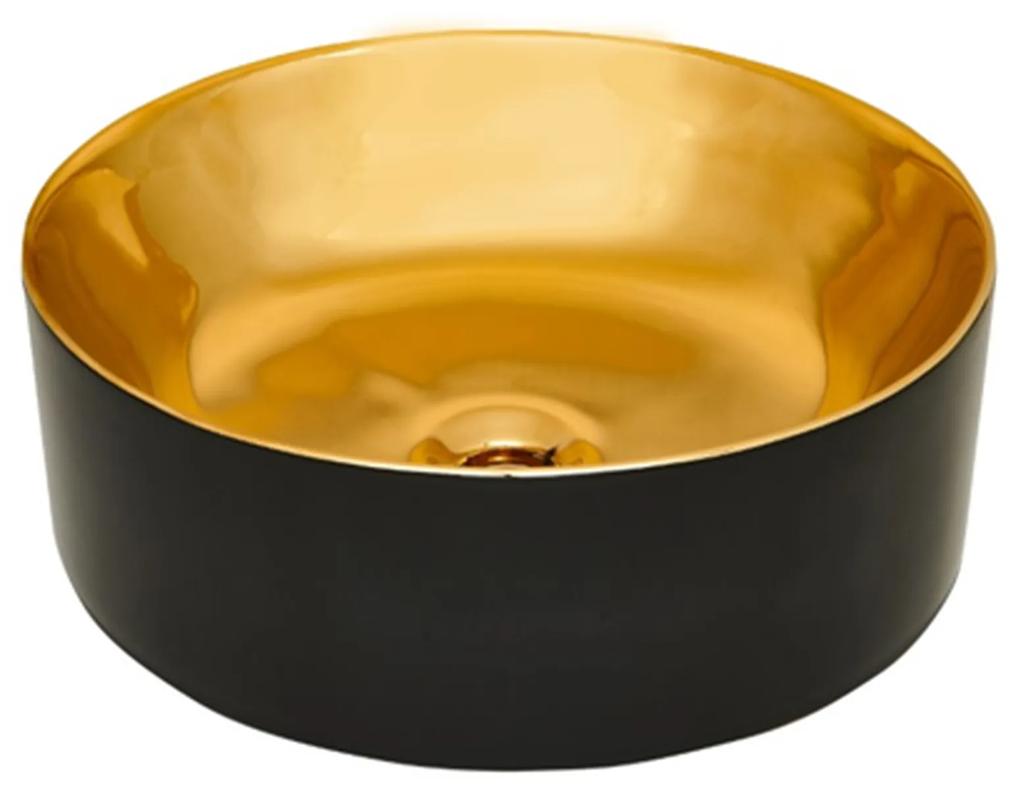 Lavoar de blat rotund KOS 42 cm negru lucios/auriu lucios
