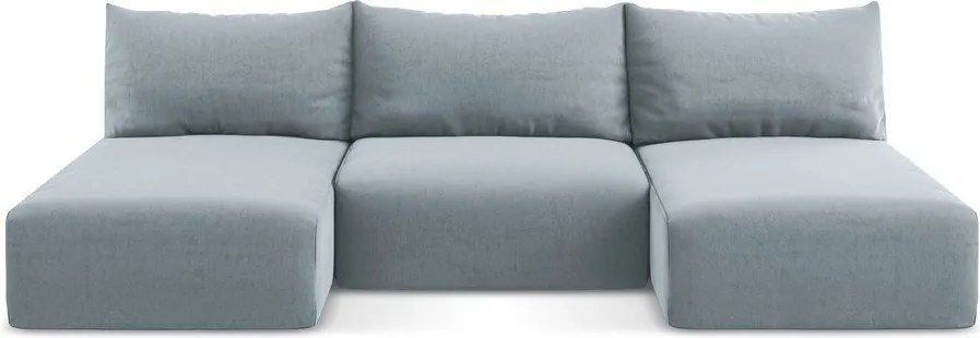 Colțar albastru extensibil/cu spațiu de depozitare cu tapițerie din catifea (în formă de "U") Kalena – Makamii