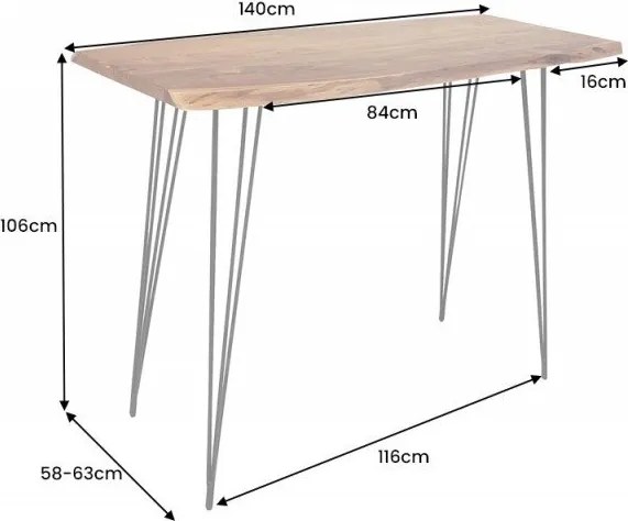 Masa de bar design industrial vintage Mammut 140cm, salcam