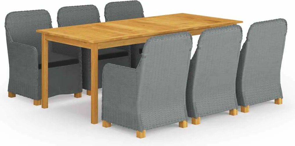 vidaXL Set mobilier de grădină, 9 piese, gri deschis