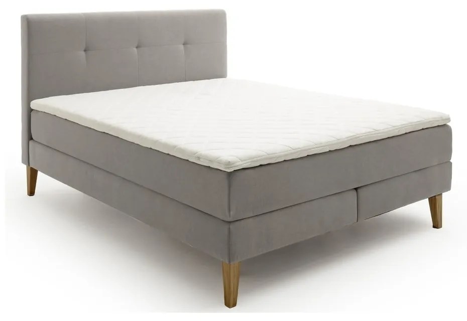 Pat boxspring gri deschis 160x200 cm Stockholm – Meise Möbel