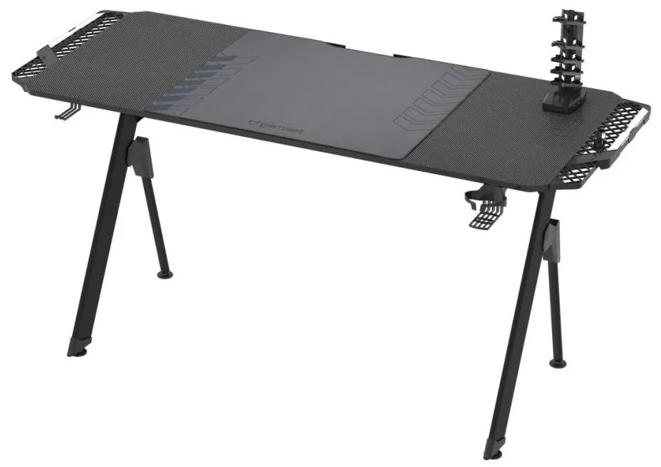 Masa de gaming FALCON 156x60 cm, iluminare LED RGB, negru