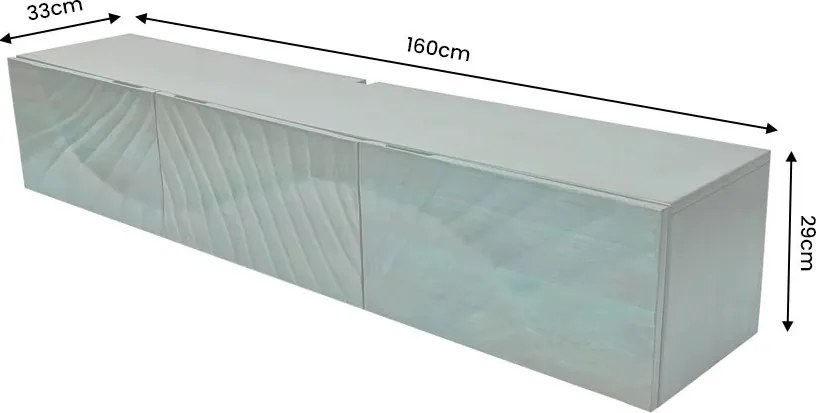 Comoda TV suspendata din lemn de mango Scorpion 160cm, turcoaz
