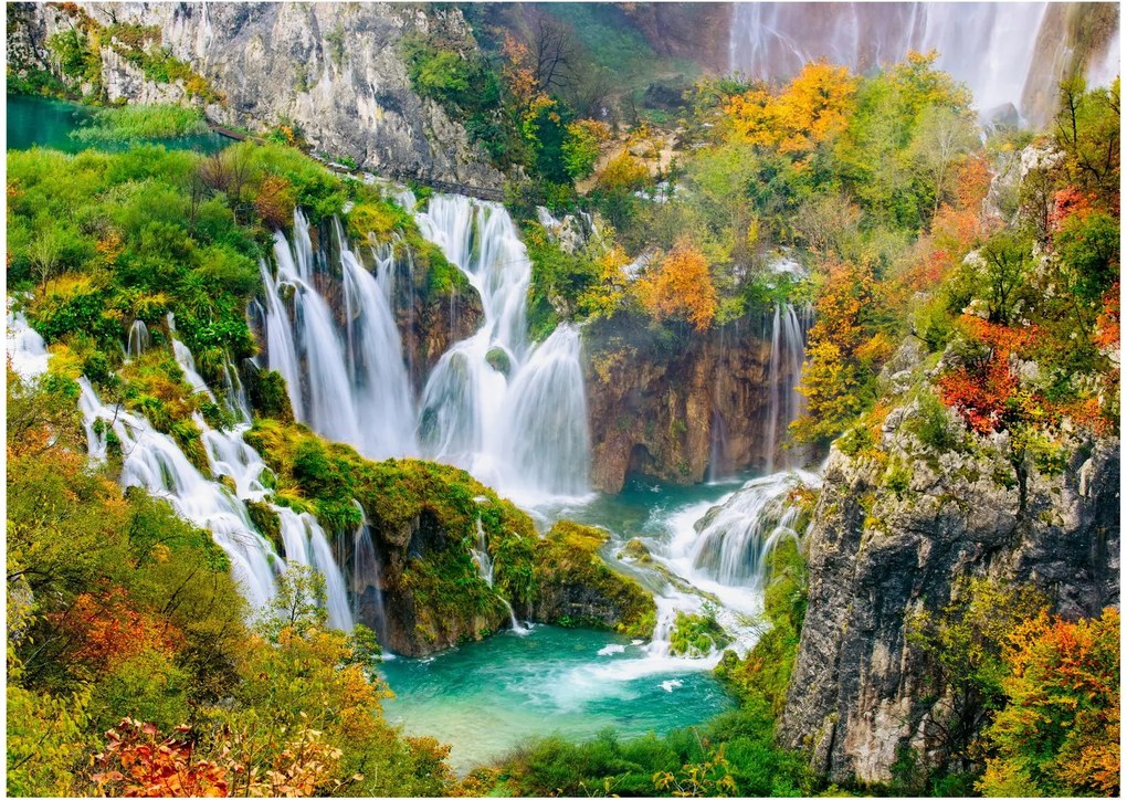 Tablou pe sticlă - Parcul Național Lacurile Plitvice (70x50 cm)