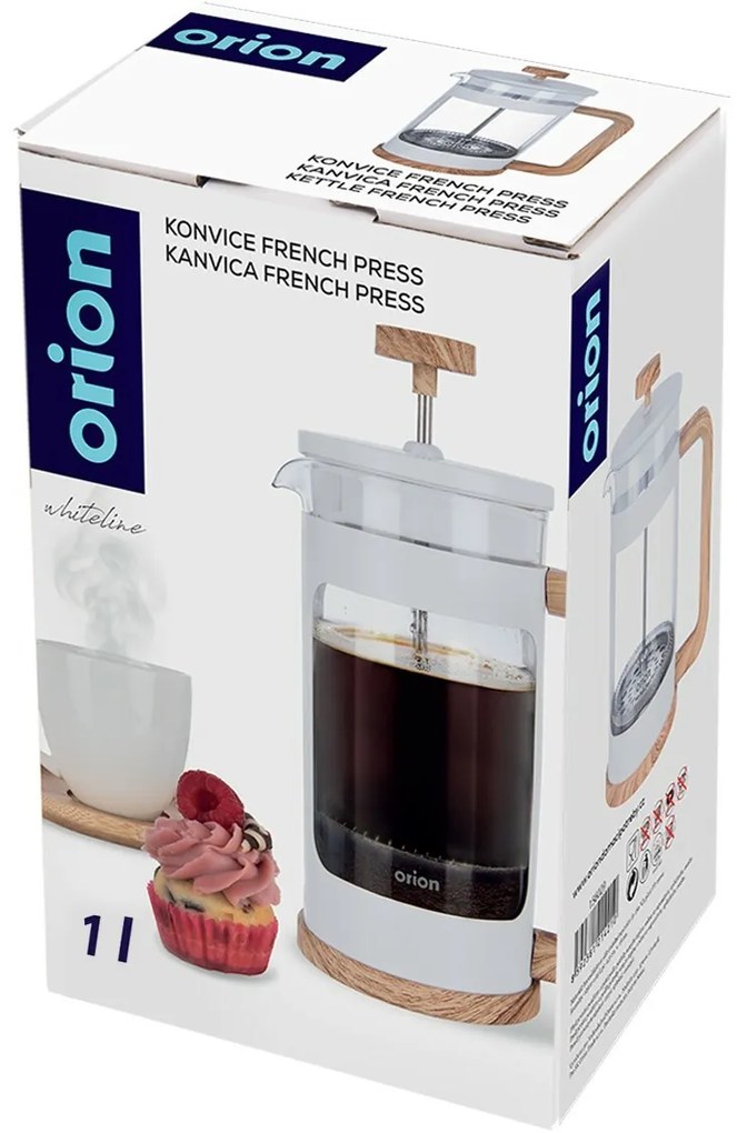 Orion Ceainic din sticlă/french press Whiteline 1l, 1 l
