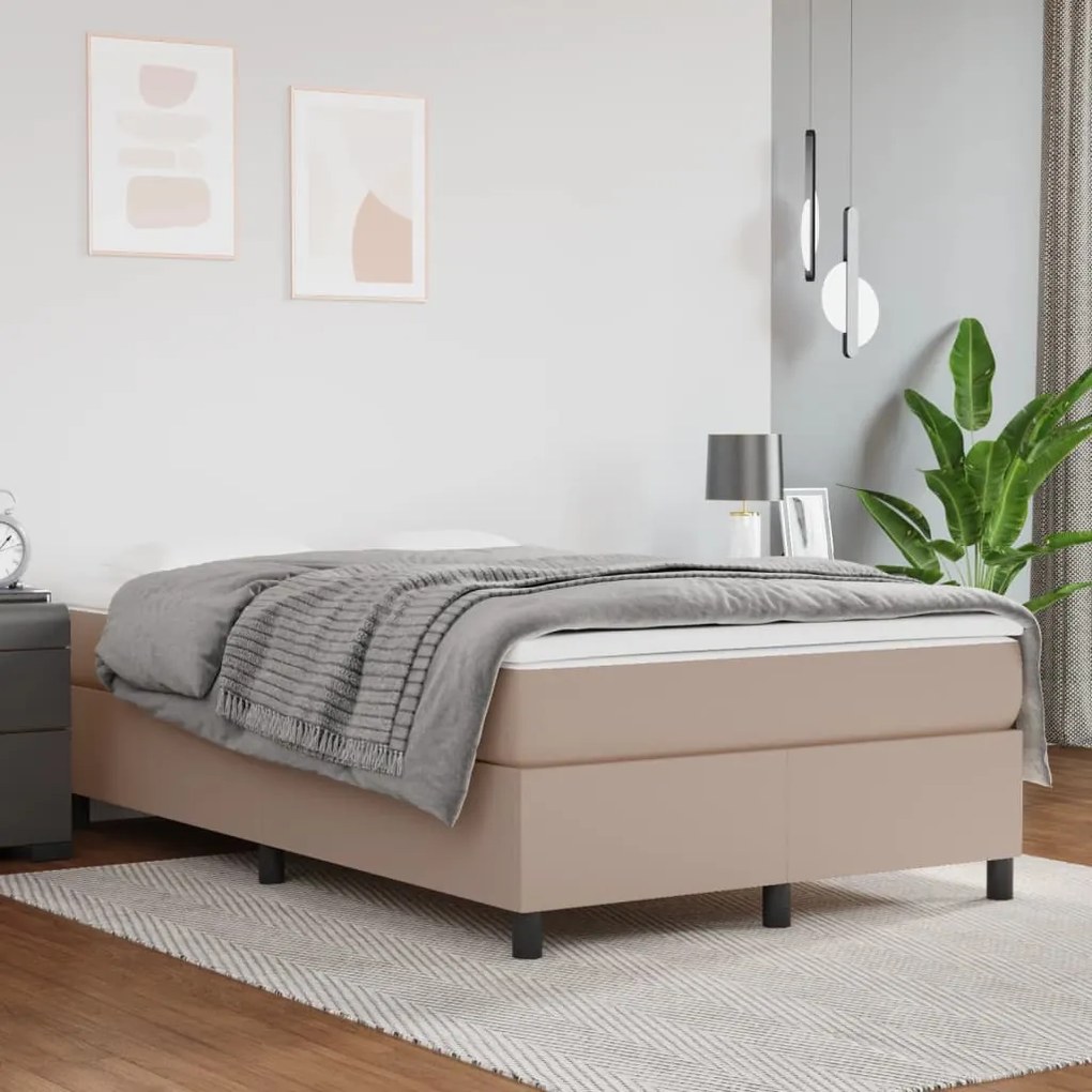 3121040 vidaXL Cadru de pat box spring, cappuccino, 120x200cm, piele ecologică