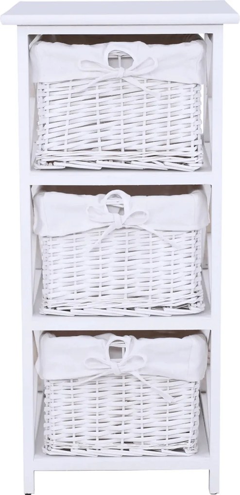 Organizator RAFAELLO 3, lemn/rachita, alb, 36x37x76 cm