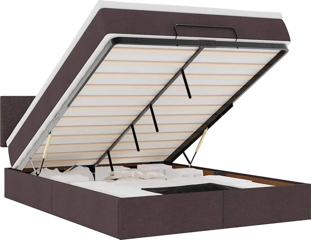 vidaXL Cadru de pat otoman cu saltea țesătură maro închis 140x200 cm