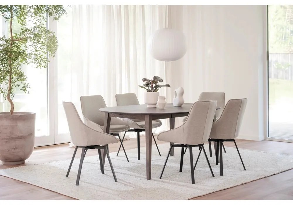 Masă de dining rotundă extensibilă din lemn de stejar ø 120 cm Filippa – Rowico