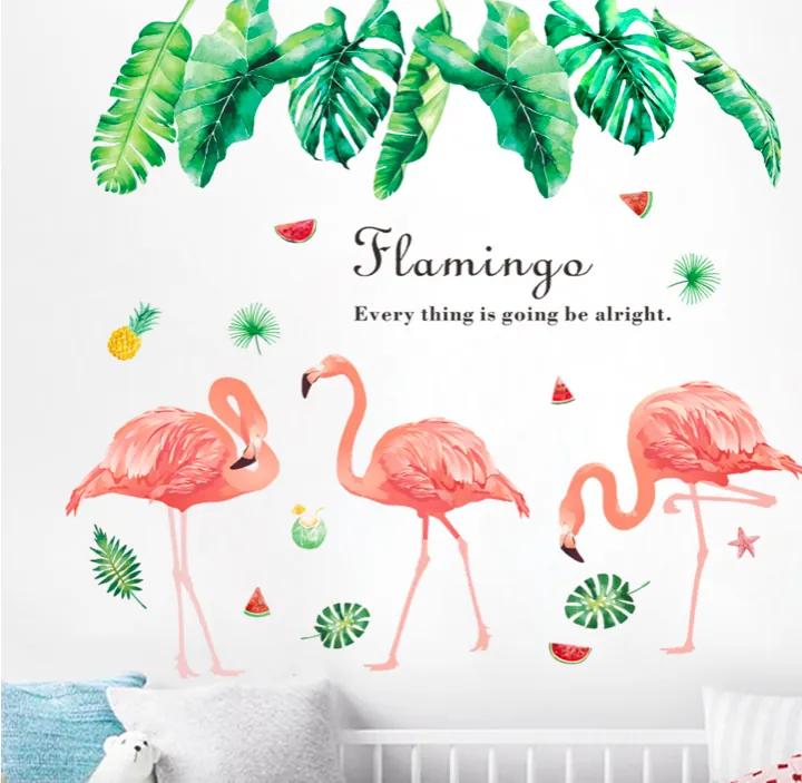 Autocolant de perete "Flamingos 2" 68x73cm