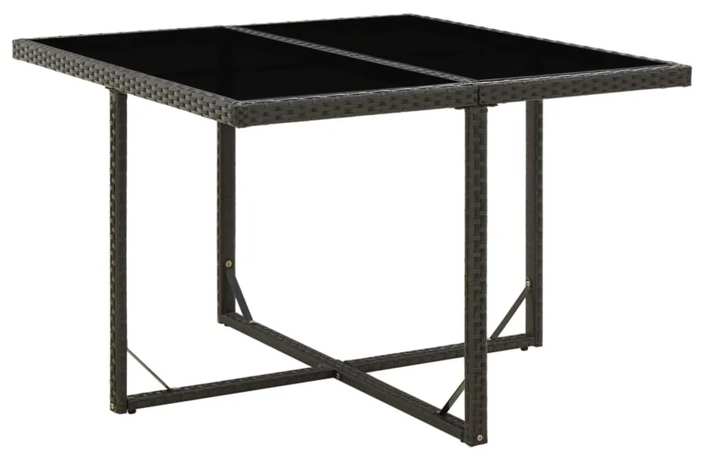 vidaXL Masă de grădină, negru, 109x107x74 cm, poliratan și sticlă