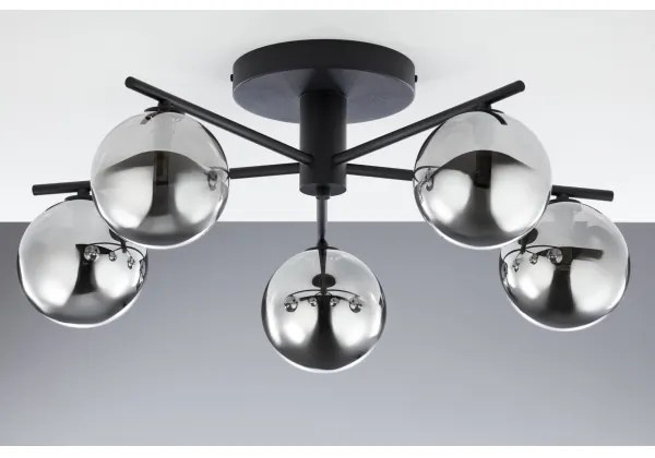 Jupiter 2048 - Plafonieră aplicată PRATO, 5xG9/14W/230V, negru/gri fumuriu