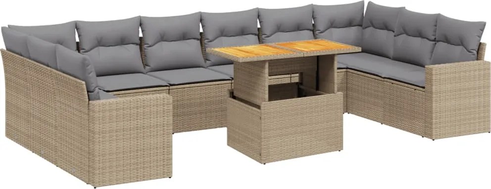 vidaXL Set canapele de grădină cu perne, 11 piese, bej, poliratan