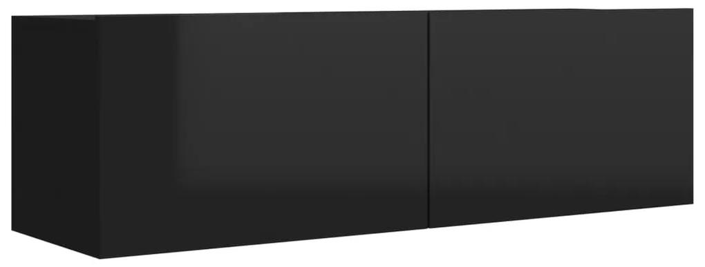 Set dulap TV, 5 piese, negru extralucios, PAL 1, negru foarte lucios, 100 x 30 x 30 cm