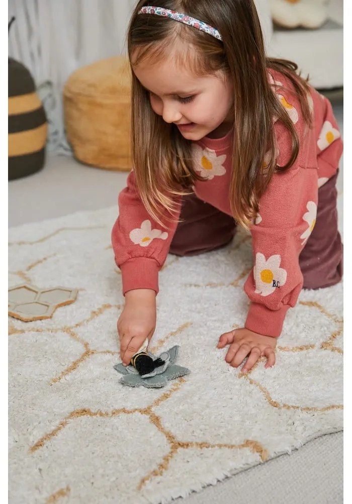 Covor de joacă pentru copii crem din bumbac 90x130 cm Pollination – Lorena Canals