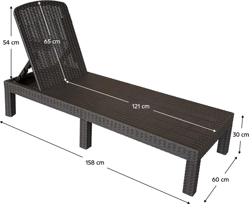 şezlong de grădină poziţionabil, maro, ZAMA