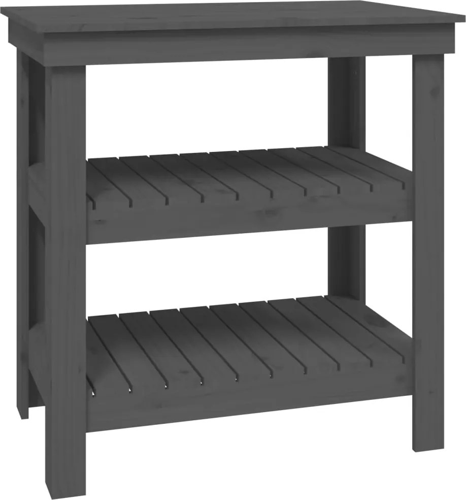 vidaXL Banc de lucru, gri, 78,5x50x80 cm, lemn masiv pin